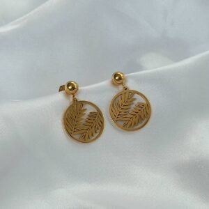 Gold Leaf Hoop Earrings