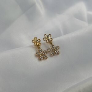 Gold Flower Drop Earrings