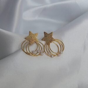 Gold Star Charm Layered Hoop Earrings
