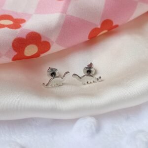 Silver Dinosaur Stud Earrings