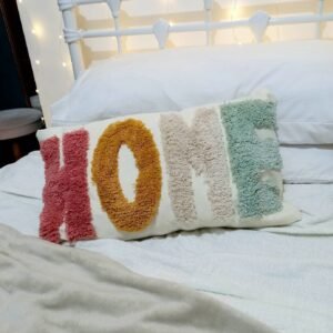 Embroidered Home Cushion Cover - Rainbow Cushion,Rectangle Cushions In The UK,Beige Bohemian,Housewarming Gift,Throw Pillows In The UK
