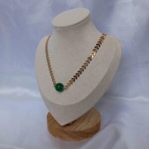 Gold Beaded Choker Necklace - Gold Necklaces,Green Beaded Necklaces,Green Necklace,Gold Jewellery In The UK,Gold Choker Necklaces In The UK