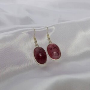 Purple Oval Gemstone Drop Earrings