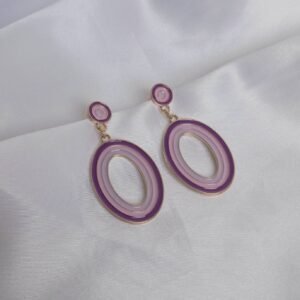 Purple Oval Open Drop Earrings