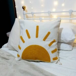 Embroidered Sun Cushion Cover - Orange Cushion,Yelllow Cushions In The UK,Sun Rise,Beige Bohemian,Housewarming Gift,Throw Pillows In The UK