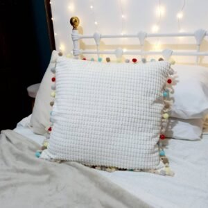 Pom Pom Cushion Cover - Colourful Cushion,Neutral Cushion,Basic Cushions In The UK,Geometric,White Bohemian,Housewarming Gift,Throw Pillows