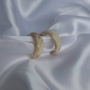 Chunky Beige Resin Hoop Earrings