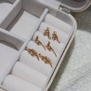 Gold Dinosaur Stud Earrings