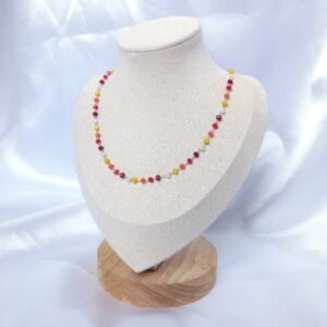 Orange & Gold Bead Choker Necklace - Gold Jewellery,Red Choker Necklace,Beaded Necklaces In The UK,Red Bead Necklace,Orange Beaded Jewellery
