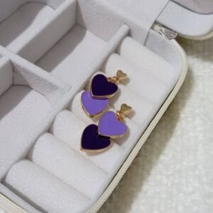 Purple Two-Tone Heart Stud Earrings