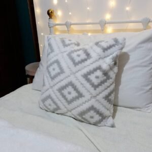 Grey Embroidered Cushion Cover-Scatter Cushion,Grey Cushion,Basic Cushions In The UK,Geometric,Grey Bohemian,Housewarming Gift,Throw Pillows
